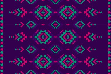 Halı Etnik Şablon Sanatı. Geometrik etnik örgü, kabilesel düzende kusursuz desen. Meksika usulü. Arkaplan, duvar kağıdı, illüstrasyon, kumaş, giysi, halı, tekstil, batik, nakış için tasarım.