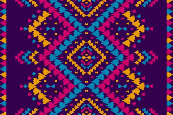 Halı Etnik Şablon Sanatı. Geometrik etnik örgü, kabilesel düzende kusursuz desen. Meksika usulü. Arkaplan, duvar kağıdı, illüstrasyon, kumaş, giysi, halı, tekstil, batik, nakış için tasarım.