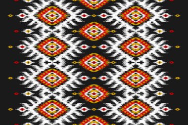 Halı Etnik Şablon Sanatı. Geometrik etnik örgü, kabilesel düzende kusursuz desen. Meksika usulü. Arkaplan, duvar kağıdı, illüstrasyon, kumaş, giysi, halı, tekstil, batik, nakış için tasarım.