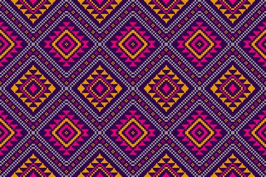 Etnik Aztek desenli sanat. Geometrik kusursuz desen kabile, halk nakışı ve Meksika tarzı. Arkaplan, duvar kağıdı, vektör illüstrasyonu, tekstil, kumaş, giysi, halı için tasarım.