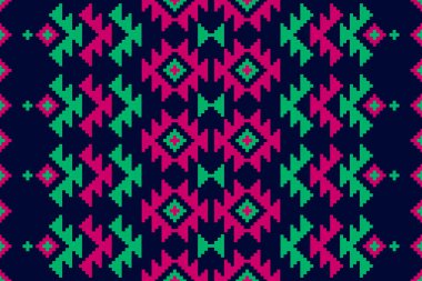 Halı etnik kabile sanatı. Etnik geometrik kusursuz desen. Amerikan, Meksika tarzı. Arkaplan, duvar kağıdı, illüstrasyon, kumaş, giysi, halı, tekstil, batik, nakış için tasarım.