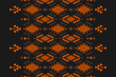 Halı Etnik Şablon Sanatı. Geometrik etnik örgü, kabilesel düzende kusursuz desen. Meksika usulü. Arkaplan, duvar kağıdı, illüstrasyon, kumaş, giysi, halı, tekstil, batik, nakış için tasarım.