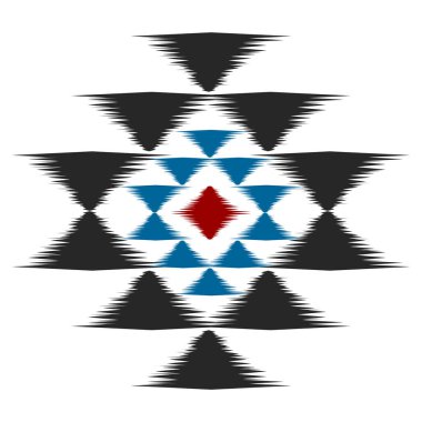 Etnik model sanatı. Amerikan, Meksika tarzı. Geçmişi Aztek kabilesi süsü. Kumaş, giysi, tekstil, logo, sembol tasarımı.