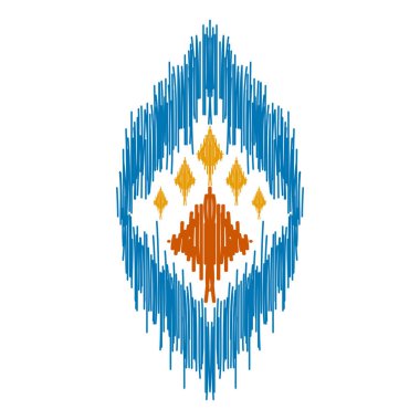 Etnik model sanatı. Amerikan, Meksika tarzı. Geçmişi Aztek kabilesi süsü. Kumaş, giysi, tekstil, logo, sembol tasarımı.