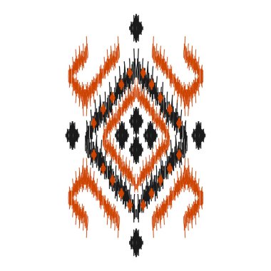 Etnik model sanatı. Amerikan, Meksika tarzı. Geçmişi Aztek kabilesi süsü. Kumaş, giysi, tekstil, logo, sembol tasarımı.