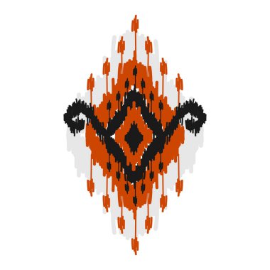 Etnik model sanatı. Amerikan, Meksika tarzı. Geçmişi Aztek kabilesi süsü. Kumaş, giysi, tekstil, logo, sembol tasarımı.