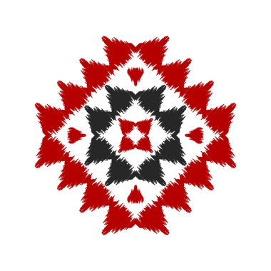 Etnik model sanatı. Amerikan, Meksika tarzı. Geçmişi Aztek kabilesi süsü. Kumaş, giysi, tekstil, logo, sembol tasarımı.