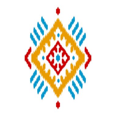 Etnik model sanatı. Amerikan, Meksika tarzı. Geçmişi Aztek kabilesi süsü. Kumaş, giysi, tekstil, logo, sembol tasarımı.