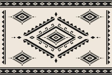 Halı kabile desenli sanat. Geometrik etnik kalıplar geleneksel. Amerikan, Meksika tarzı. Arkaplan, duvar kağıdı, illüstrasyon, kumaş, giysi, halı, tekstil, batik, nakış için tasarım.