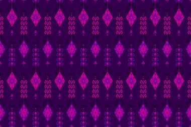 Motif kumaş Aztek deseni. Geleneksel geometrik etnik doğulu kusursuz desen. Meksika usulü. mor arka plan. İllüstrasyon, halı, giysi, halı, tekstil, batik, nakış tasarımı.