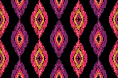 Güzel yerli kumaşı. Etnik Ikat doğusundaki kusursuz desen. El çizimi kabile tarzı. halı, tekstil, halı, giysi, batik, motif için.