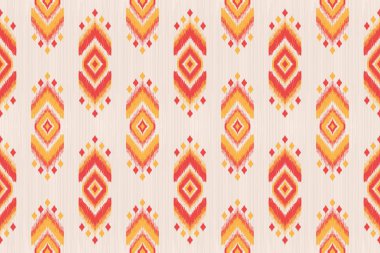 Güzel kumaş Ikat sanatı. Etnik kalıp, kusursuz geleneksel. Yerli kabile tarzı. arkaplan, halı, giysi, batik, doku için.