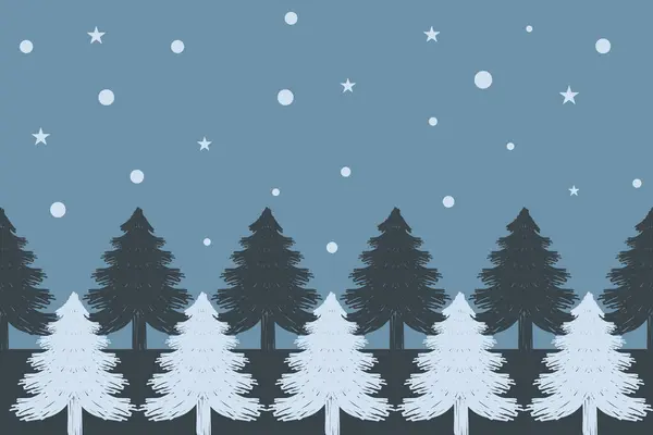 Güzel Noel ağacı çizimi. Noel deseni. Kışın manzara. Kutlama festivali. Arkaplan, vektör illüstrasyon, kumaş, giysi, halı, tekstil, hediye, kağıt, tebrik kartları için tasarım.