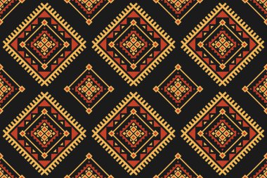 Soyut etnik Aztek tarzı. Kabiledeki etnik geometrik kusursuz desen. Amerikan, Meksika tarzı. Arkaplan, illüstrasyon, kumaş, kıyafet, halı, tekstil, batik, nakış için tasarım.