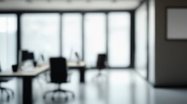 Büyük Pencereli ve Gün Işıklı Modern Ofis Ortamı - Soyut Görüntü