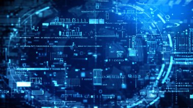 Kompleks Mavi Dijital Devre ve Veri Görselleştirmesi