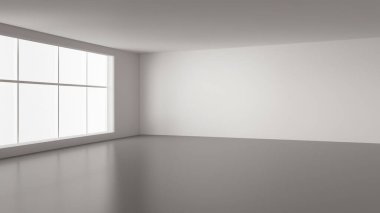 Geniş Pencereli ve Beyaz Duvarlı Geniş Boş Oda