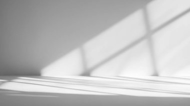 Yumuşak Güneş Işıklı ve Gölgeli Minimalist Boş Beyaz Stüdyo