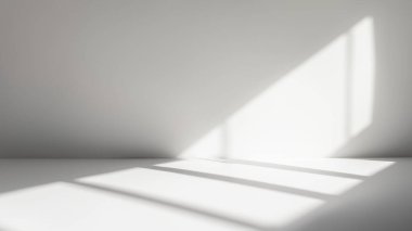 Pencere Gölgeleri ve Güneş Işıklı Soyut Minimalist Beyaz Arkaplan