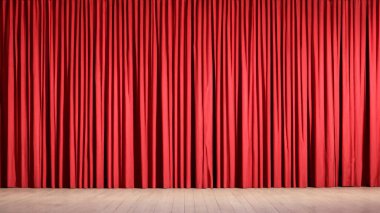 Tahta döşemeli Kırmızı Tiyatro Perdesi