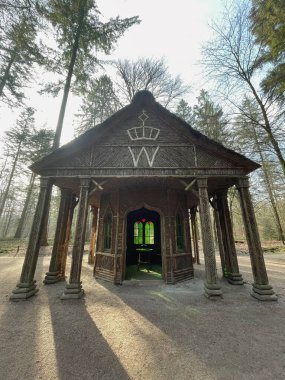 Hollanda, Het Loo Sarayı Parkı 'ndaki Willemstempel Ahşap Köşkü