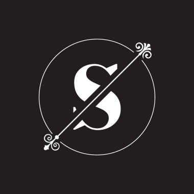S Harfi Logo tasarımı. Çember ve çapraz çizgi motiflerle dekore edilmiş.