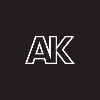 Siyah beyaz bir logo. Üzerinde ak harfi var.