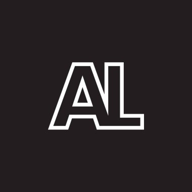 Siyah beyaz bir logo. Üzerinde al harfleri var.