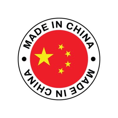 Beyaz arkaplan vektör illüstrasyonunda bayrak bulunan çin dairesi damgası.