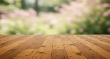 boş ahşap zemin ve doğal bulanık arkaplan