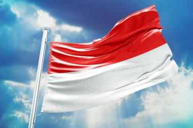 Sallanan kumaş desenli Endonezya bayrağı. 3d illüstrasyon