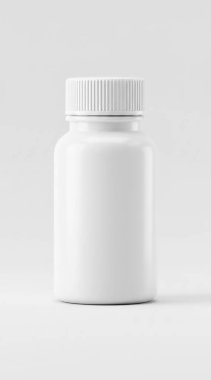 İlaç için beyaz şişe. 3d illüstrasyon.