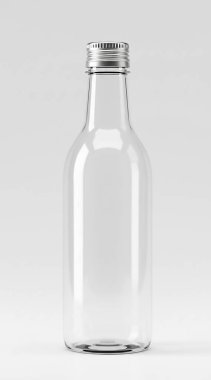 Boş etiketli cam şişe. 3d oluşturma.