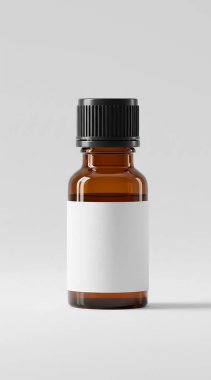 3 boyutlu görüntüleme. Beyaz arka planda etiketli beyaz şişe