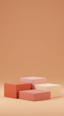 abstract background of pastel color geometric podium for product display. 3 d render