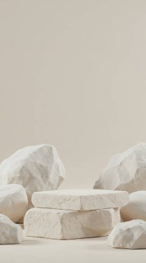 Beton bir arkaplanda ürün gösterimi için podyum.