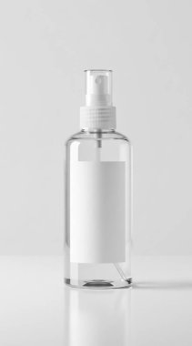 Gri arka planda beyaz şişe. markalaşma için modelle.