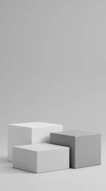 Ürün gösterisi için beyaz podyum. 3D görüntüleme. 3 Boyutlu Hazırlama
