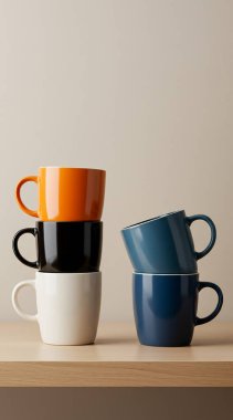 beyaz masada üç kahve fincanı