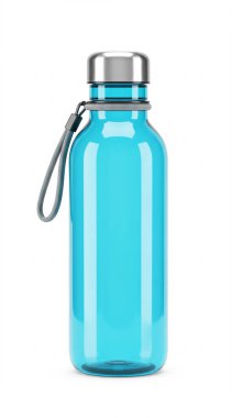 Beyaz arka planda bir kavanoz lezzetli mavi içecek.