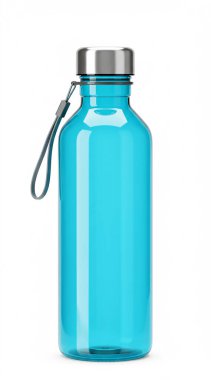 Mavi üzerine beyaz izole şampuan şişesi