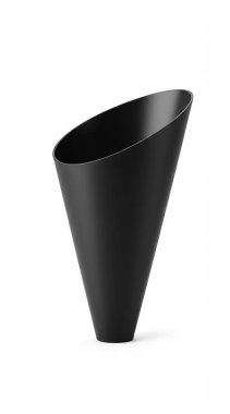 Siyah plastik bardak beyaz arkaplanda izole edilmiş..