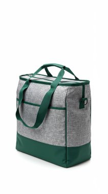 Saplı yeşil kumaş sırt çantası.