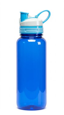 blue thermos bottle isolated on white background