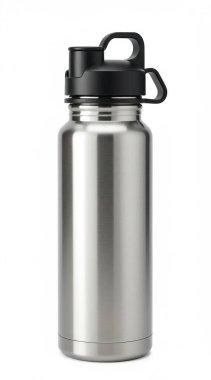 İzole edilmiş içki içmek için metal termos.