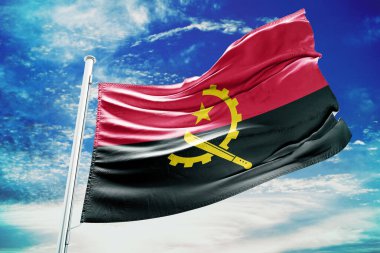 Mavi gökyüzü ile Angola bayrağı