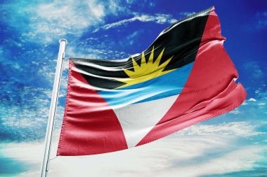 Antigua bayrağı ve rüzgarda sallanan barbuda