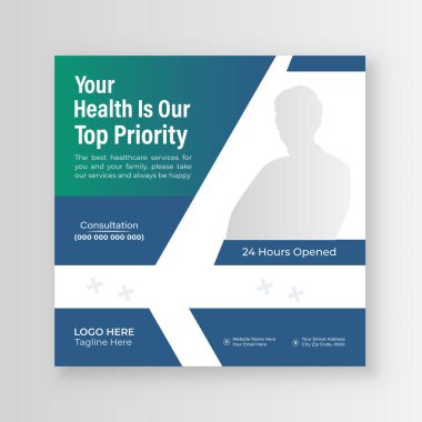 Tıbbi Sağlık Hizmetleri Sosyal Medya Posta Postası veya Şablon Tasarımı