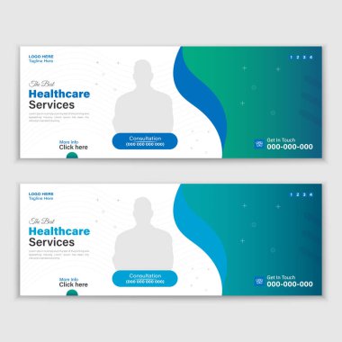 Tıbbi Zaman Çizelgesi ya da Sağlık Hizmetleri Web Afişi Kapağı Tasarımı Şablonu