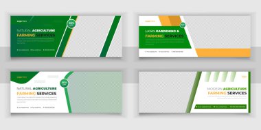Tarım Çiftliği Seti veya Bahçe Hizmetleri ve Web Sancak Tasarımı Şablonu